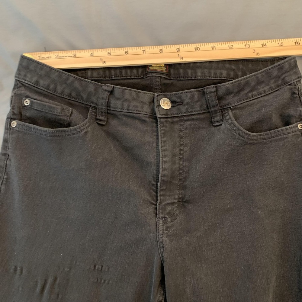 Lee Jeans Womens 14 L Gray Dark Charcoal Wash Mid Rise Bootcut Stretch Denim - Picture 4 of 11